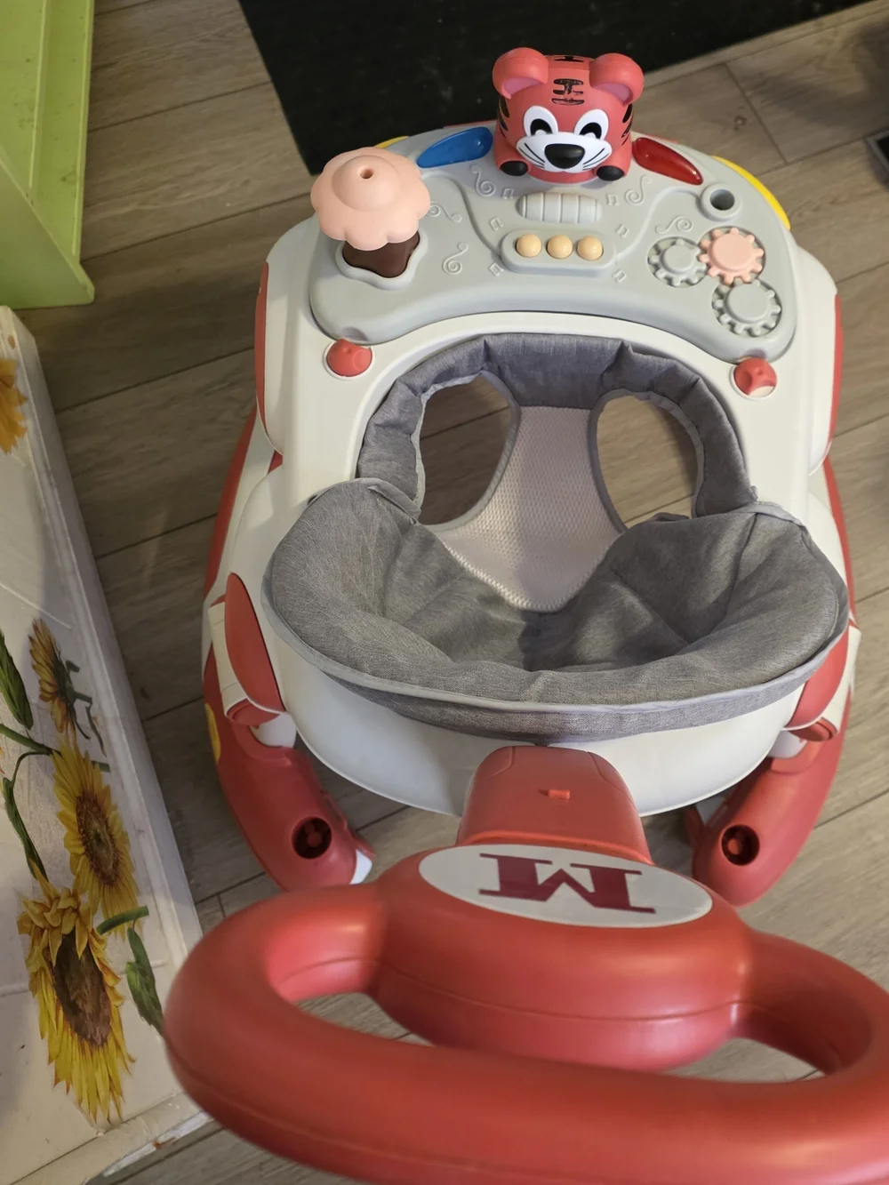 Kids Red and Gray Toddler Walker with Interactive Toys